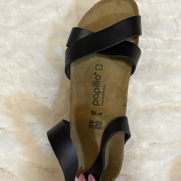 Birkenstock Papillio Black Sandals with Cork Footbed and Buckle Straps - Picture 6 of 7